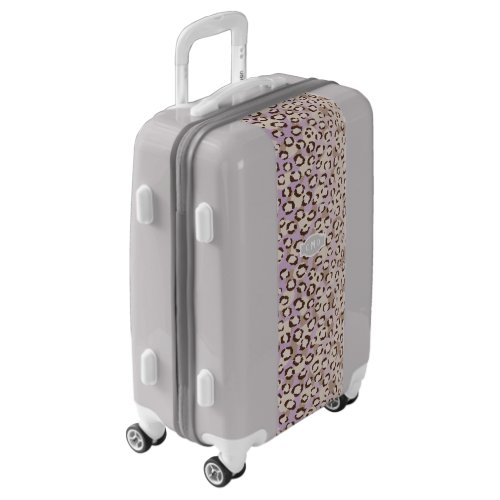 Modern chic purple cheetah print pattern monogram luggage