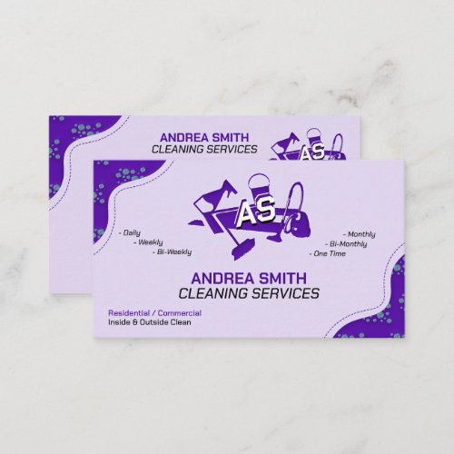 Modern Chic Purple House Keeping Maid Service Cute Business Card