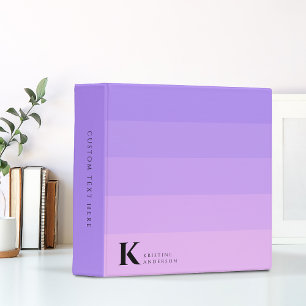 Modern Chic Purple Lilac Ombre Classic Monogram 3 Ring Binder