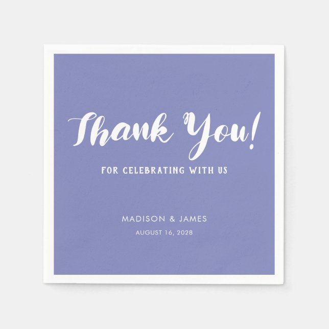 Modern Chic Purple Script Thank You Wedding Napkins (Front)