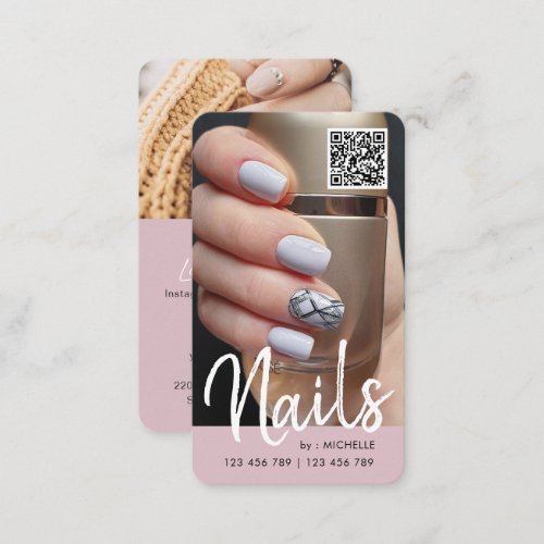 Modern chic QR code photo business card for nails