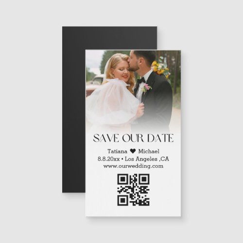 modern chic qr code save our date photo magnet