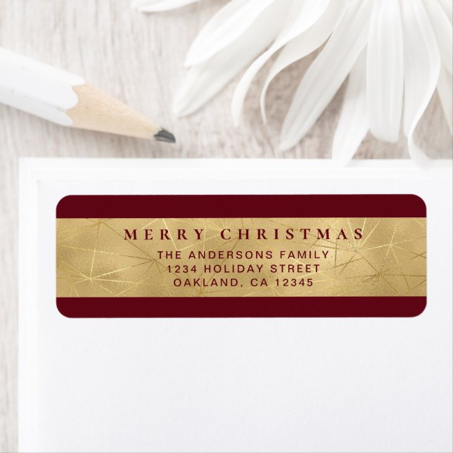Modern Chic Red and Faux Gold Merry Christmas La Label (Insitu)