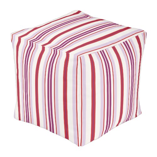 Modern chic red and purple stripes fabric pouf