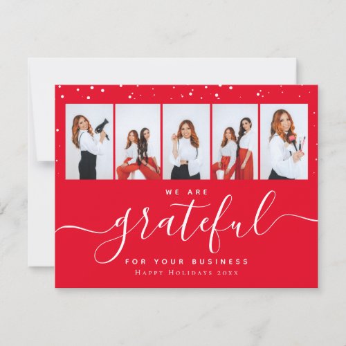 Modern Chic Red Hair Stylist Salon Photo Collage   Holiday Card