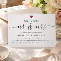 Modern Chic Red Heart Future Mr and Mrs Engagement