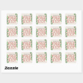 Modern Chic Red Peace Joy Love Christmas Holiday Square Sticker (Sheet)