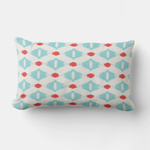 Modern chic red turquoise geometric ikat pillow
