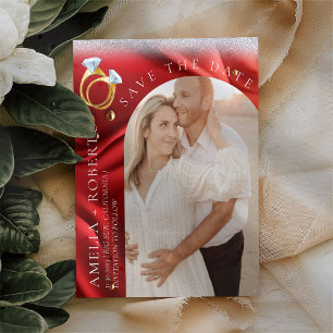 Modern Chic Red Velvet Save the Date Photo Card Flyer