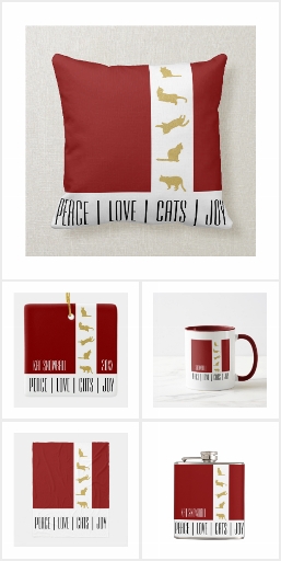 Modern Chic Red White Gold Cat Christmas Gifts