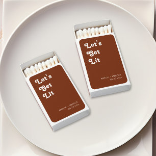 Modern Chic Retro Terracotta Let's Get Lit Matchboxes