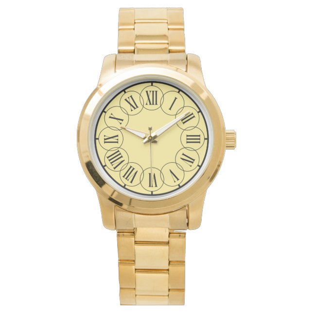 Modern Chic  Romans Numbers Men's Gold   Watch (Front)