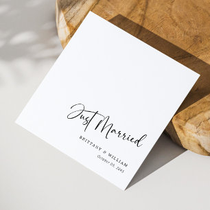 Modern Chic Romantic Script Just Married Wedding Napkins