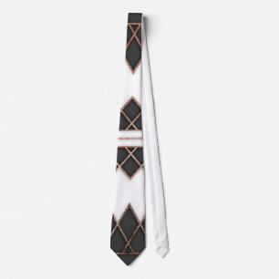 Modern Chic Rose Gold Black and White Triangles Neck Tie