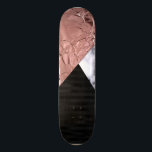 Modern Chic Rose Gold Black Marble Geometric Skateboard<br><div class="desc">This modern, chic, and elegant faux printed rose gold, black satin stripes, and black and white marble triangular geometric is perfect for the contemporary and trendy individual. ***IMPORTANT DESIGN NOTE: For any custom design request such as matching product requests, color changes, placement changes, or any other change request, please click...</div>