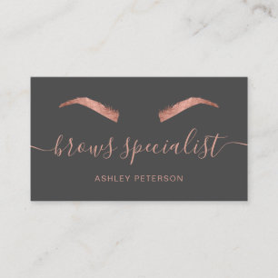 Modern chic rose gold brows trendy gray business card