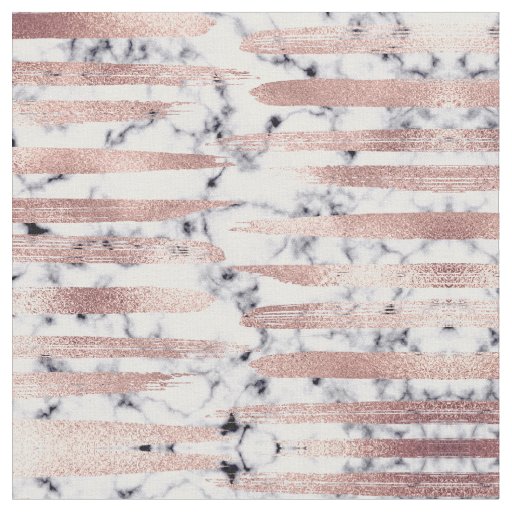 Modern Chic Rose Gold Brushstrokes Marble Fabric