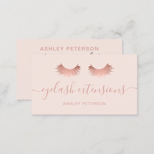 Modern chic rose gold eyelashes trendy pink business card