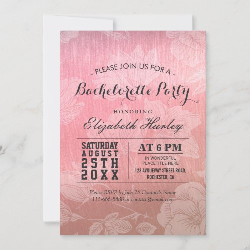 Modern Chic Rose Gold Floral Bachelorette Party Invitation