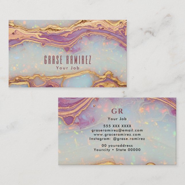 Modern Chic | Rose Gold Opal Business Card (Front/Back)