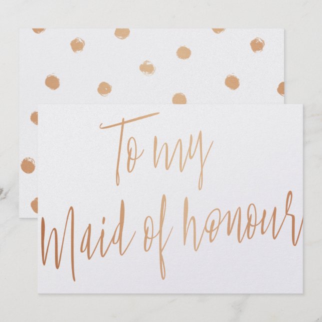 Modern Chic Rose Gold To my Maid of honor Invitation (Front/Back)