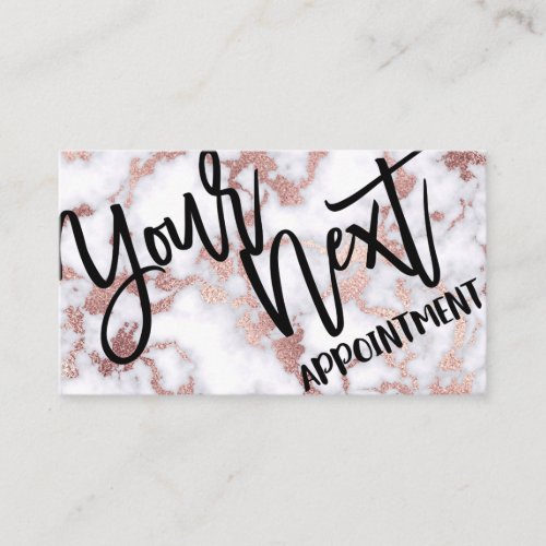 Modern Chic Rose Gold White Marble Stone Pattern Appointment Card