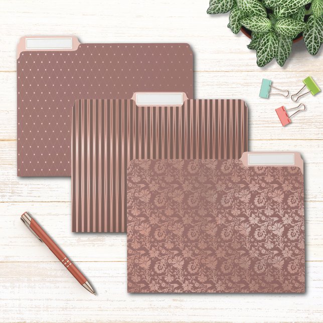 Modern Chic Rosey Brown Light Pink Luxe Shimmer File Folder (Creator Uploaded)