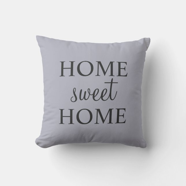 Modern chic rustic blue gray Home Sweet script Throw Pillow (Front)