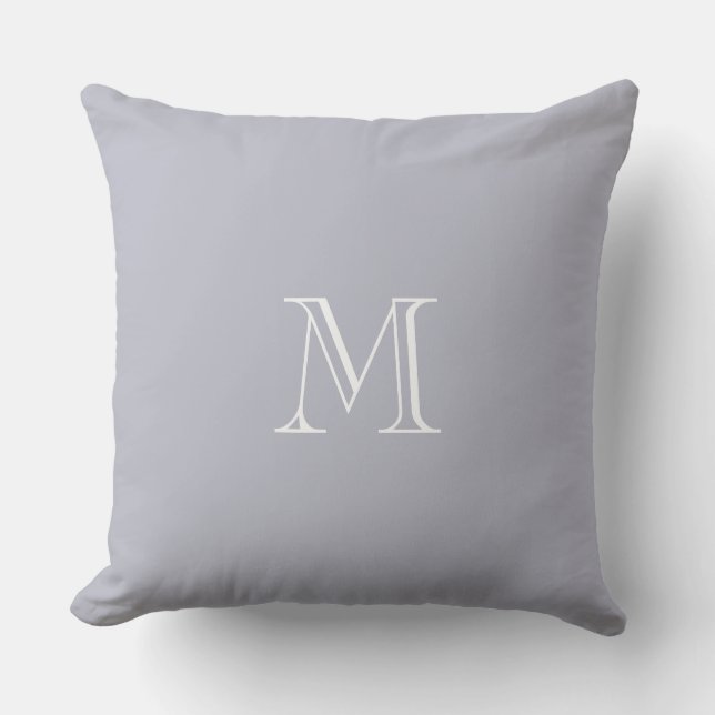 Modern chic rustic Blue Gray Monogram Outdoor Pillow (Front)