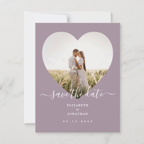 Modern Chic Rustic Lavender Wedding Heart Photo Save The Date