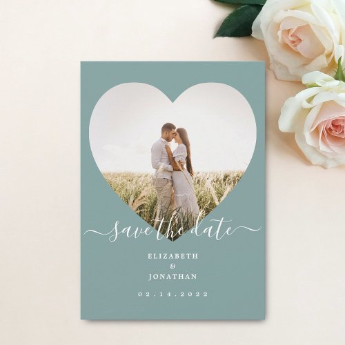 Modern Chic Rustic Mint Green Wedding Picture Save The Date