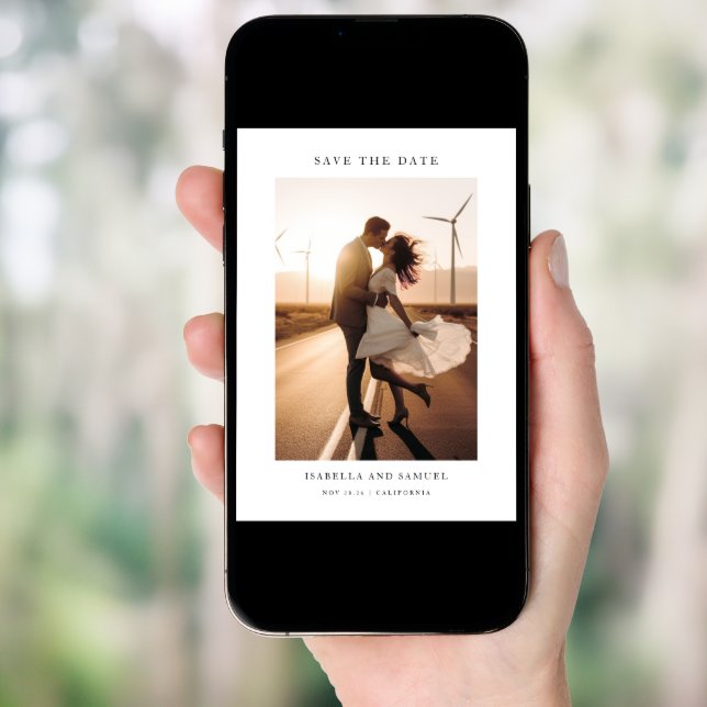 Modern Chic Rustic Photo Wedding Save The Date Invitation (Front Digital)