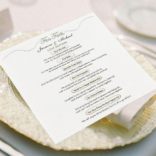 Modern Chic Sage Green Gold Fun Facts Wedding Cute Napkins