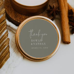 Modern Chic Sage Green Thank You Stickers