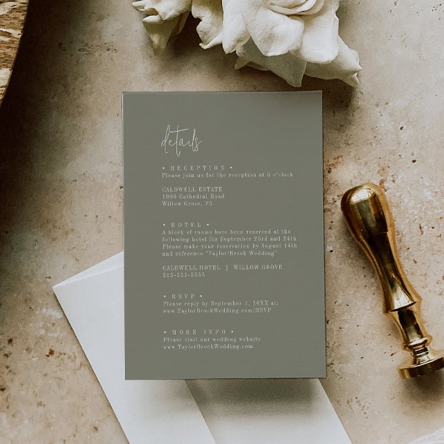 Modern Chic Sage Green Wedding Details Enclosure Card (Creator Uploaded)