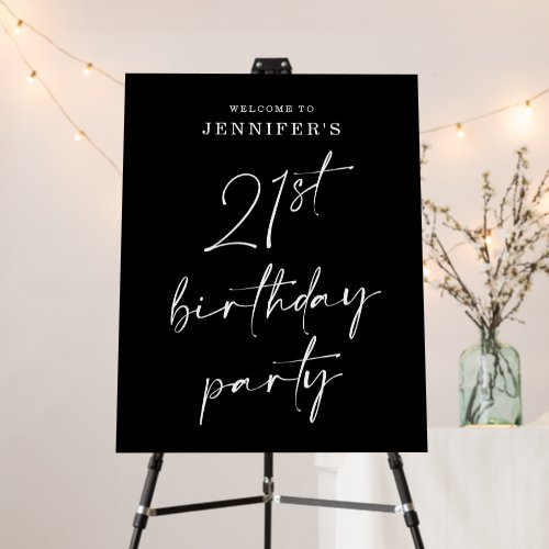 Modern Chic Script 21st Birthday Party Sign