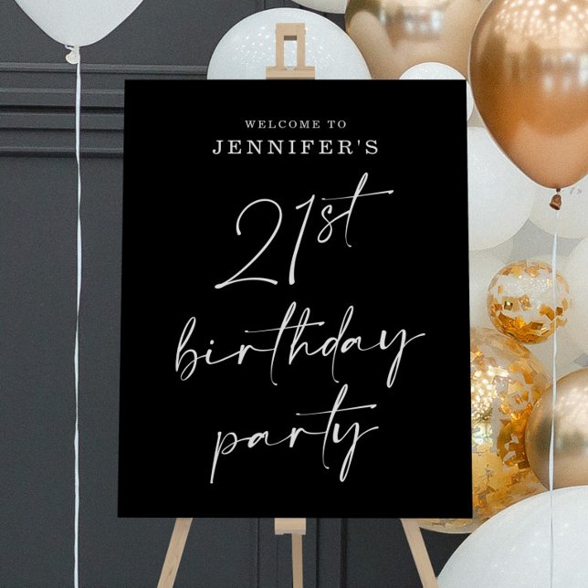 Modern Chic Script 21st Birthday Party Sign (Creator Uploaded)