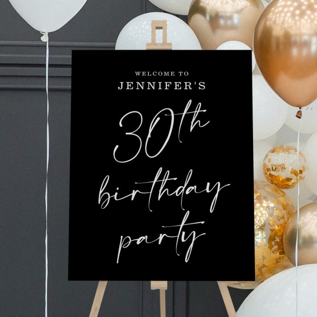 Modern Chic Script 30th Birthday Party Sign (Creator Uploaded)