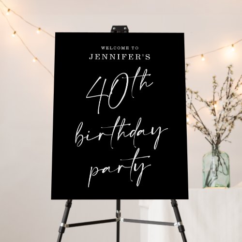Modern Chic Script 40th Birthday Party Sign