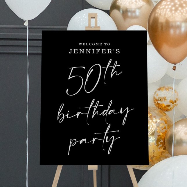Modern Chic Script 50th Birthday Party Sign (Creator Uploaded)