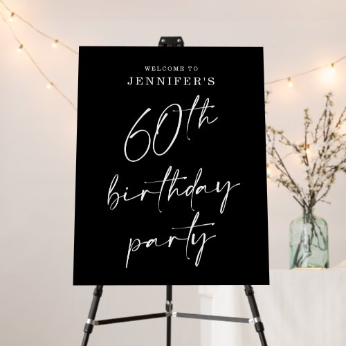 Modern Chic Script 60th Birthday Party Sign