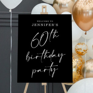 Modern Chic Script 60th Birthday Party Sign