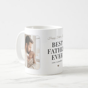 Modern Chic Script Best Father Ever Photo Coffee Mug
