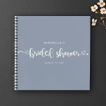 Modern Chic Script Bridal Shower Blue Simple Guest Notebook<br><div class="desc">This modern calligraphy guest book is perfect for a simple yet beautiful bridal shower. The simple design features your name and date of celebration in minimalist typography alongside a romantic and whimsical hearts script. This is the dusty light blue version but feel free to change the background color to any...</div>