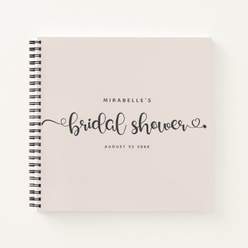 Modern Chic Script Bridal Shower Blush Pink Guest Notebook