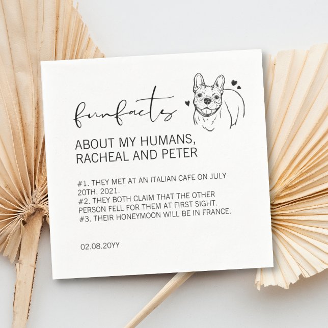 Modern Chic Script Bulldog Fun Facts Wedding Napkins (Creator Uploaded)