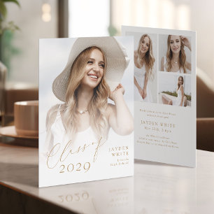 Modern Chic Script Class of 2025 Photo Graduation Invitation