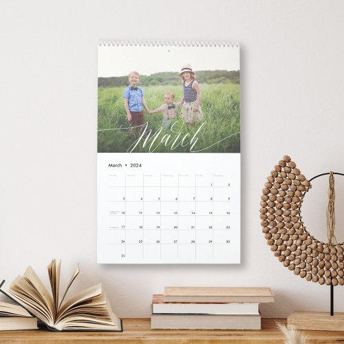 Modern Chic Script CUSTOMIZABLE COLOR 12 Photo Calendar