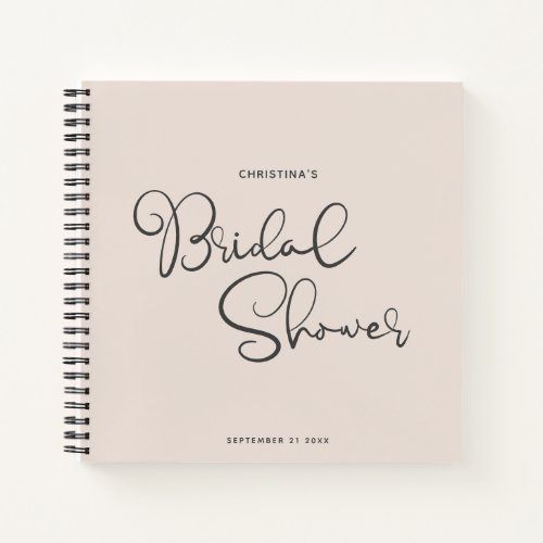 Modern Chic Script Cute Bridal Shower Guest Notebook