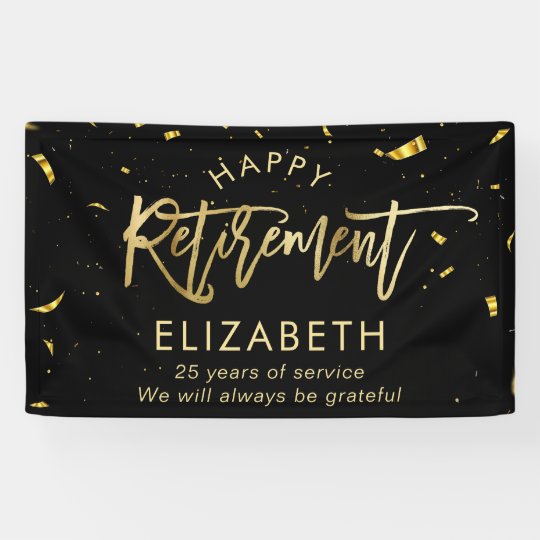 Modern Chic Script Elegant Gold Happy Retirement Banner | Zazzle.com